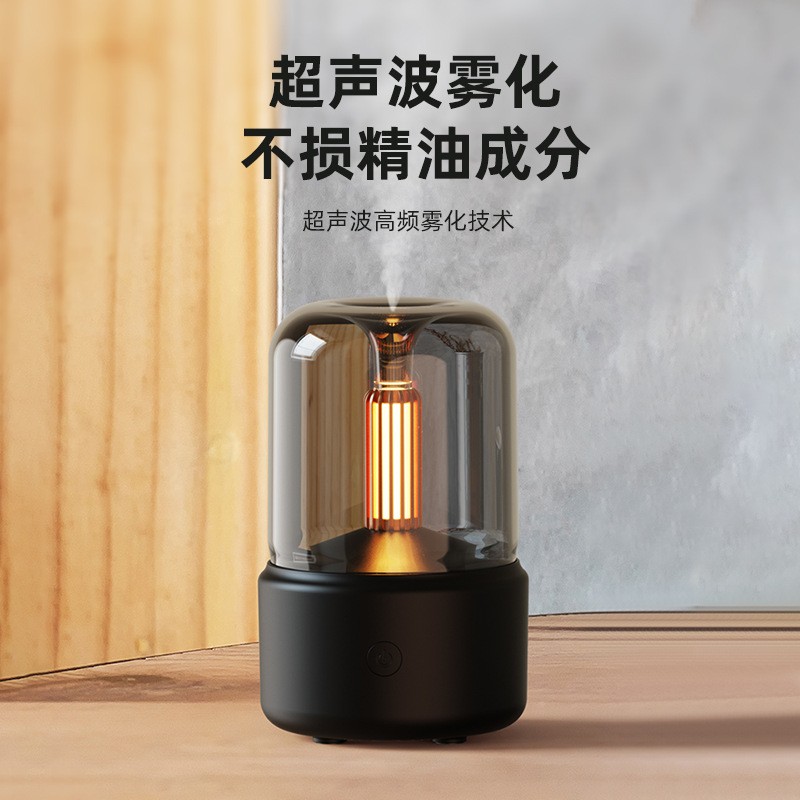 浪漫复古典烛光USB香薰机卧室办公室氛围灯喷雾伴睡小夜灯加湿器