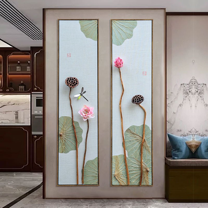 客厅装饰画新款手工立体挂画墙面装饰新中式三联画沙发背景墙挂画图片
