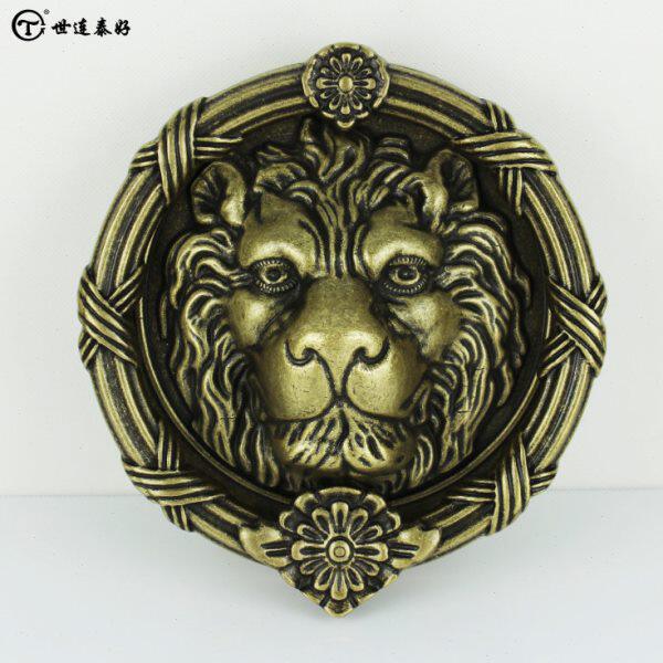 纯铜狮头拉手仿古敲门器大号门环全铜兽头拉环铜狮拉环（一个价）