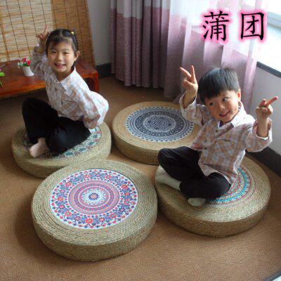 布艺印花蒲团草编坐垫圆形垫子日式榻榻米地板垫打坐专用坐墩包邮