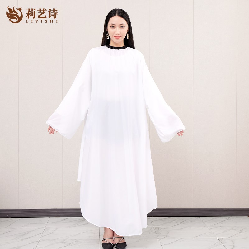 加长带袖剪发围布理发店发廊网红潮美发店烫染围布客袍不沾发