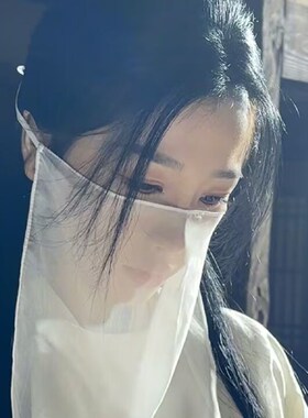 云之羽虞书欣为衫同款白色面纱蒙脸纱巾系带中国风复古长方形