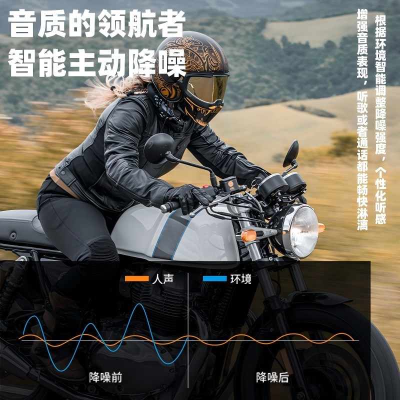 重低音头盔耳机蓝牙外卖摩托车骑行超长续航降噪头戴式接收器