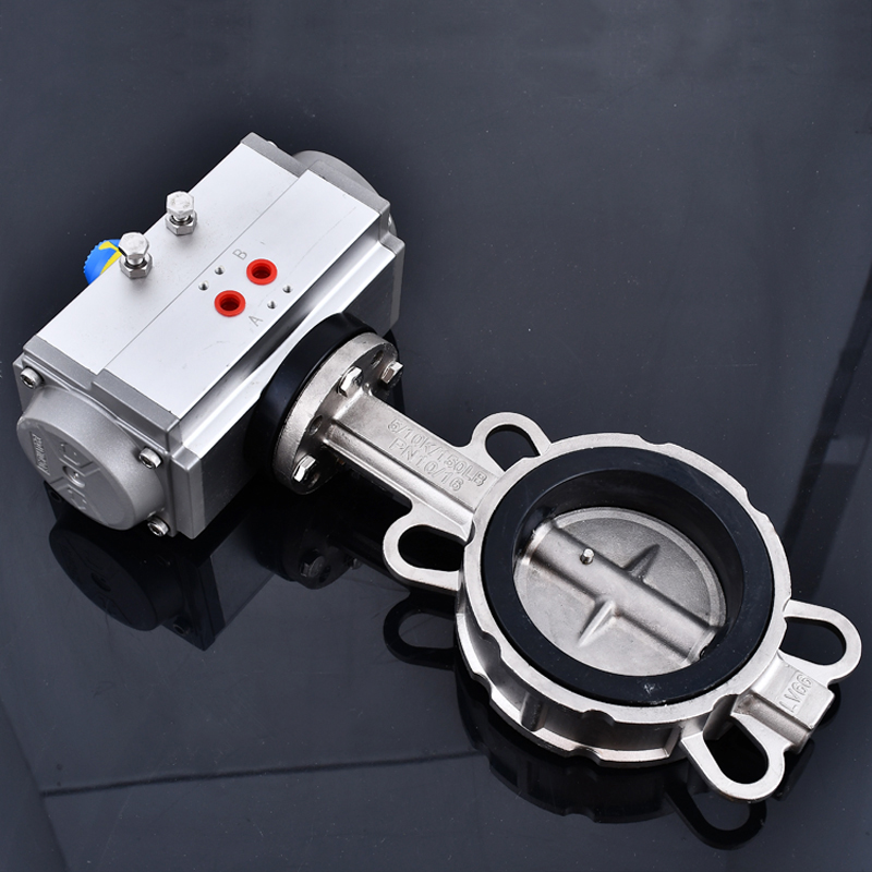 D671X/F-16P气动对夹式蝶阀AT304不锈钢气动蝶阀DN50 65 80 100