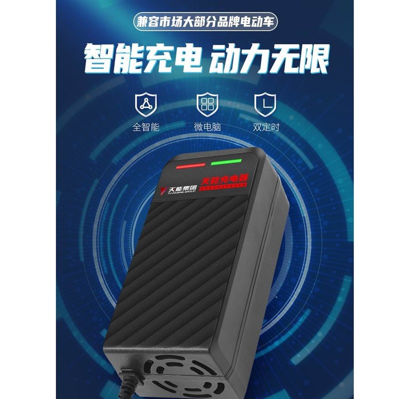 天能电动车充电器48V60 72 12AH20AH30Ah40Ah45A铅酸电池充满自停