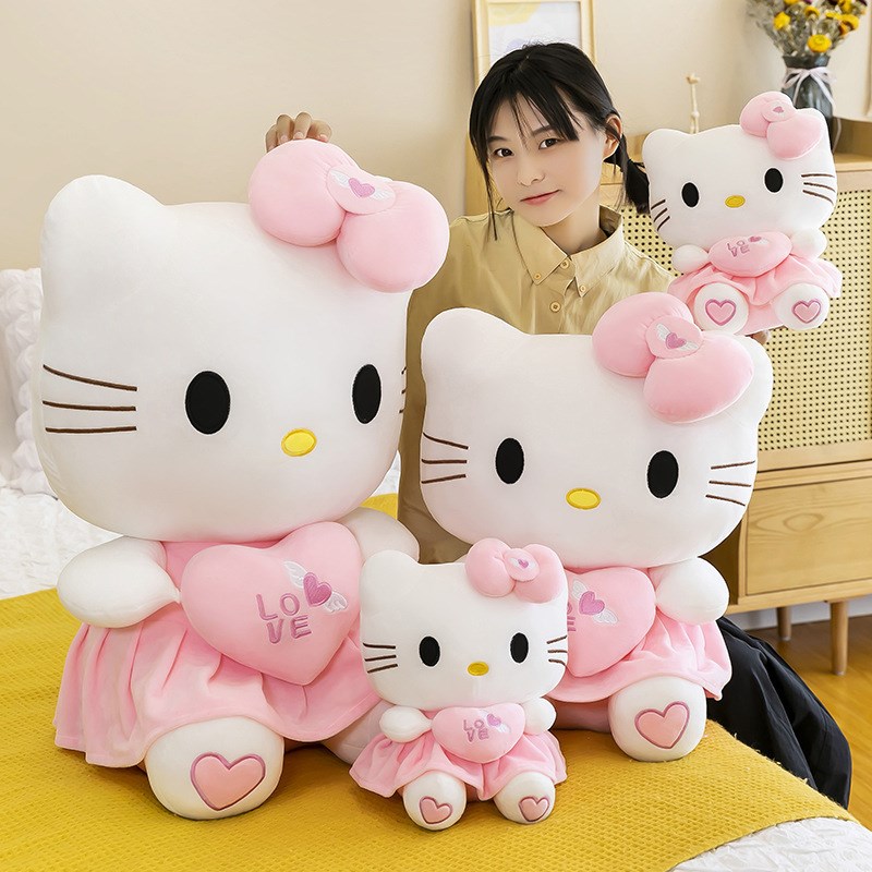 KT猫公仔可爱毛绒玩具小猫玩偶粉裙子猫咪布娃娃女孩床上陪睡抱枕