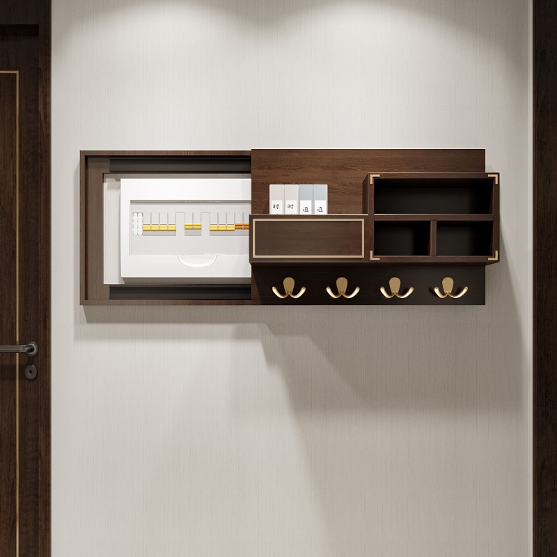新中式实木电表箱装饰画置物架电闸盒箱遮挡箱创意配电箱强弱电箱