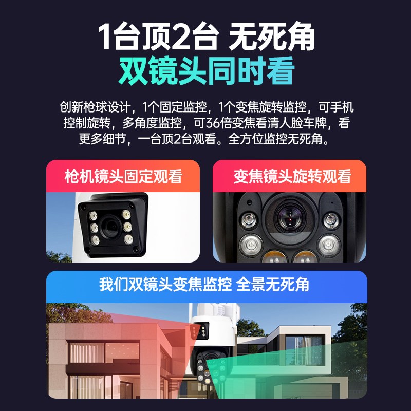 天视通监控摄影头seetong高清光学变焦无线摄像头室外360度无死角