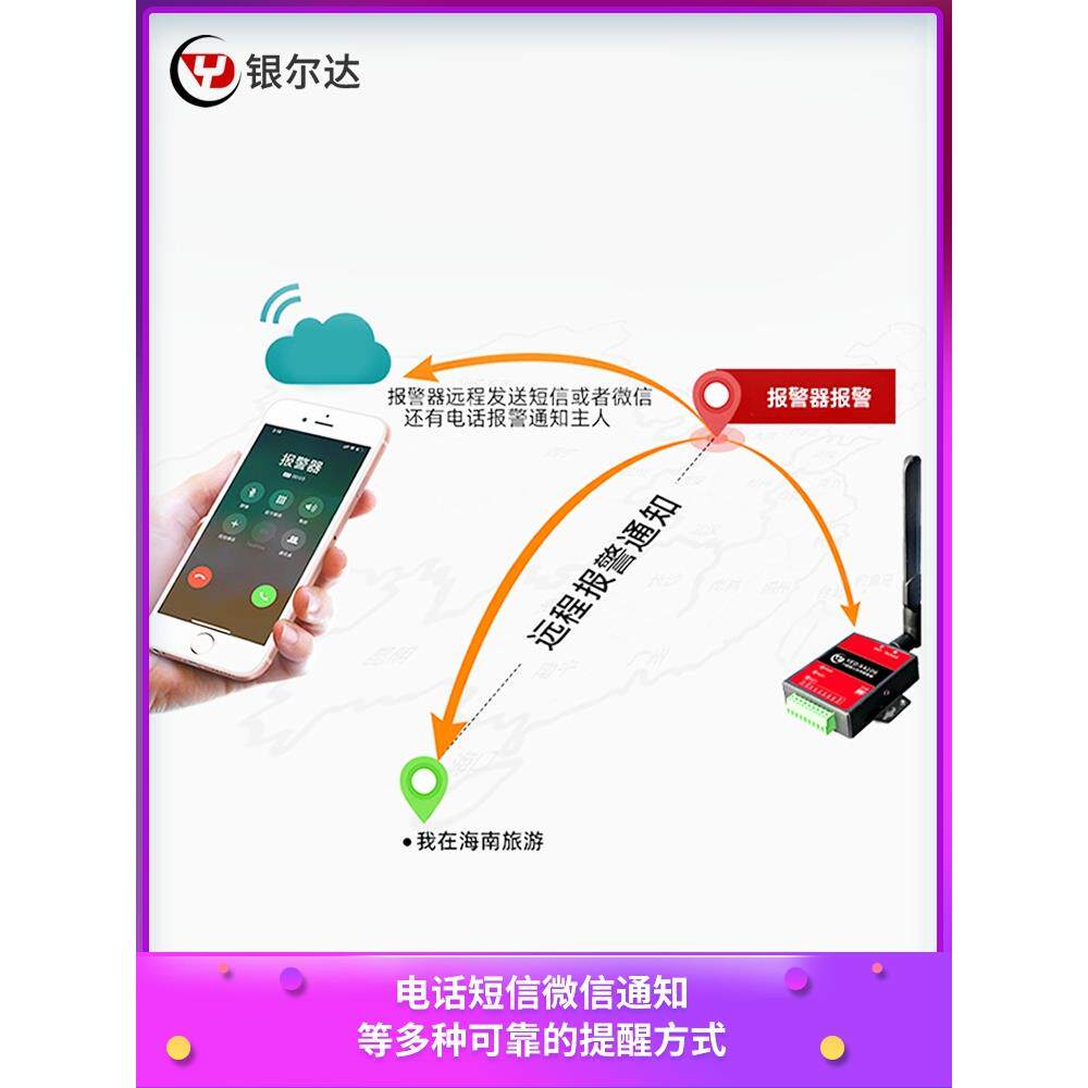 6路工业开关量4G模块IO输入信号无线报警器远程手机电话短信通知