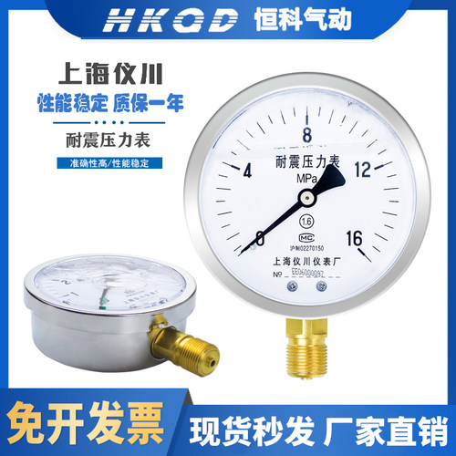 上海仪川仪表 耐震压力表YN60/YN100 充油表 气压油压水压0~60MPa