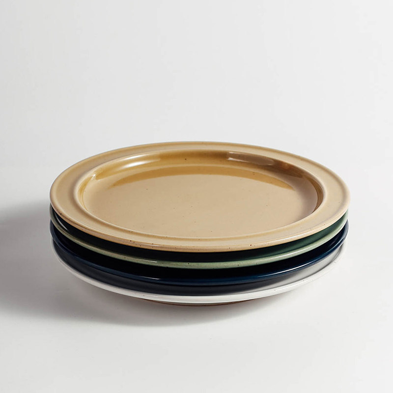 日本Amabro复古手工色釉陶器盘子平盘浅盘 日式陶瓷早餐盘甜点盘