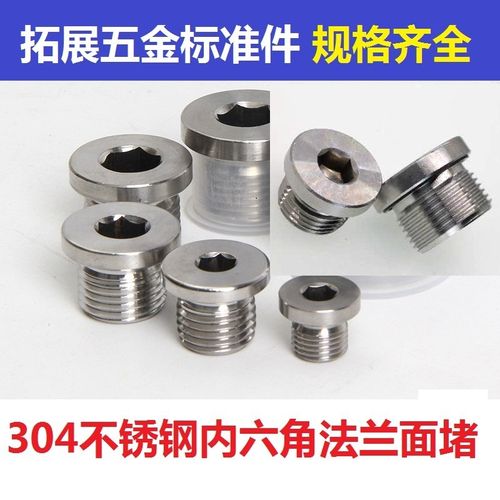 304不锈钢内六角法兰面堵头带边管堵带英制公制水管堵头1分2分4分