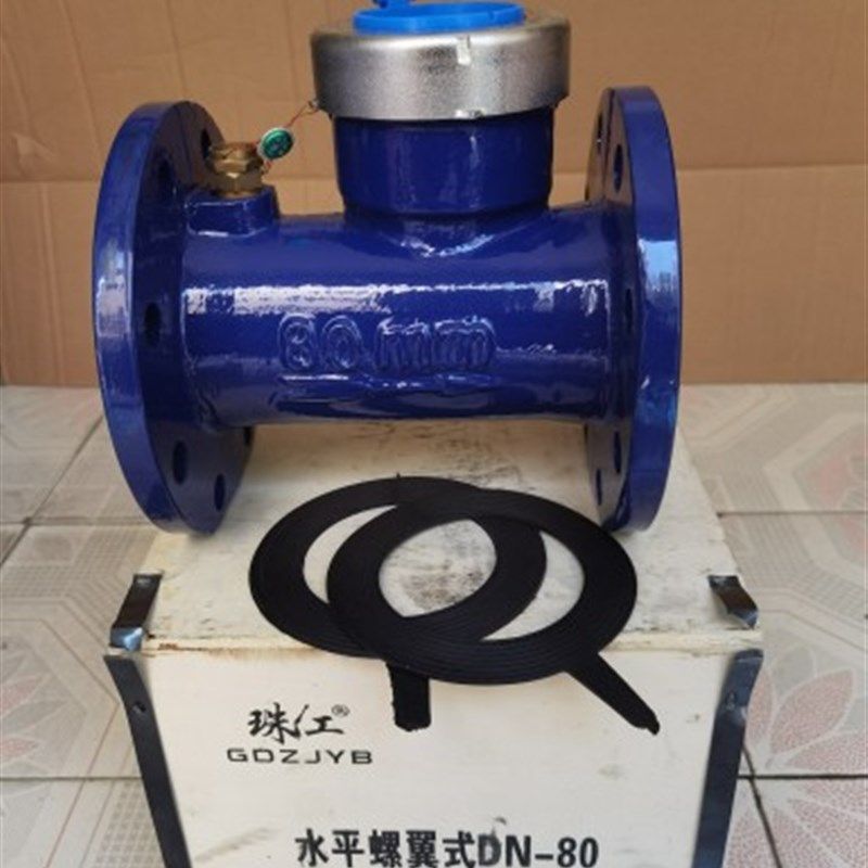 珠江水表不锈钢高灵敏指针防滴数字自来水家用法兰水表DN5065包邮