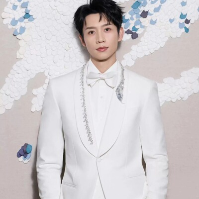 魏晨同款男士青果领镶钻西服
