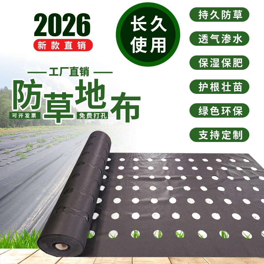 药材蔬菜打孔有孔防草布透水农用遮草布加厚黑地膜除草神器工具