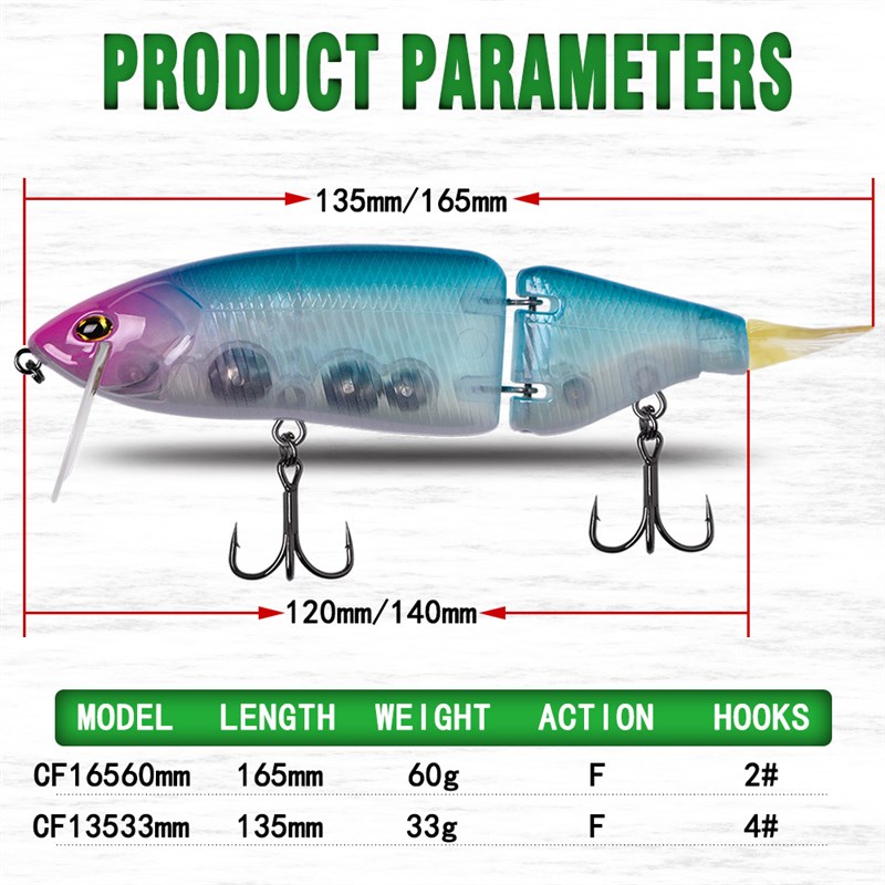 创峰渔具浮水多节泳饵135mm33g路亚饵硬饵鲈鱼饵接订制1~24色
