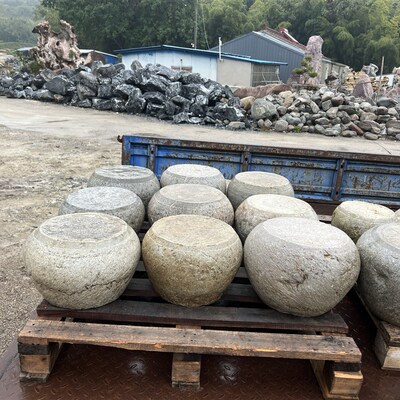 石墩子老石墩青石墩老青石太湖石木柱柱墩底座柱基石摆件