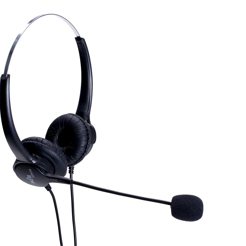 双耳头戴式抗噪音座机电话机呼叫中心耳麦PC电脑插头电销耳机
