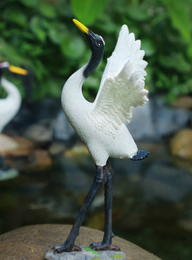 户外花园水池装饰庭院假山喷泉流水造景动物饰品池塘水景仙鹤摆件