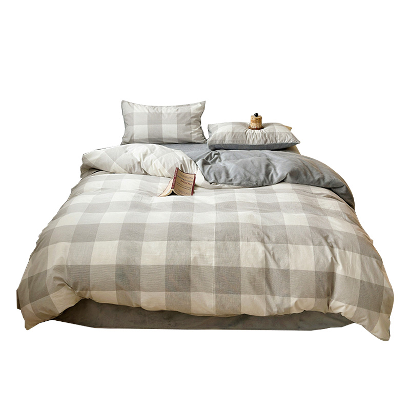 北欧风A全棉牛h奶绒床上四件套保暖珊瑚法兰绒简约床单被套三件套