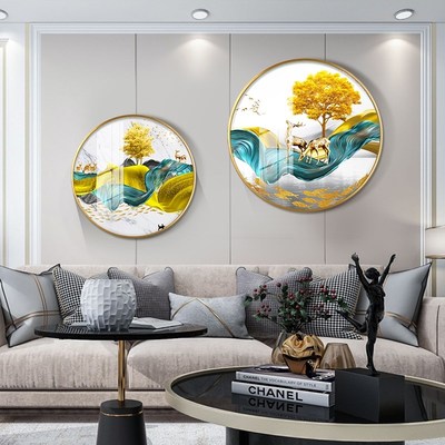 网红晶瓷镶d钻客厅背景墙壁画北欧餐厅走廊玄关装饰画尽头圆形入