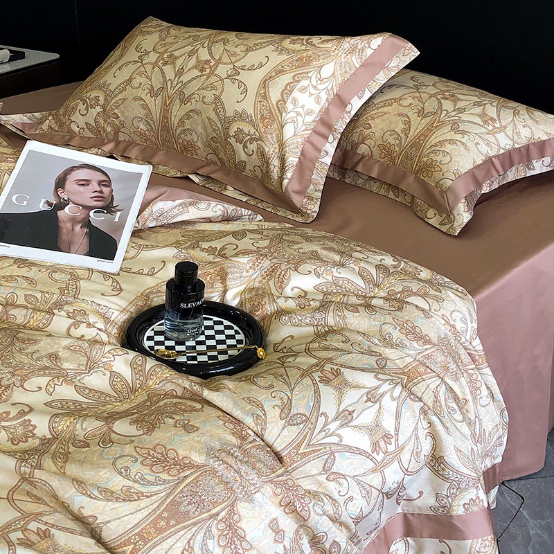 欧美风数码印花四l件套长绒棉被套床单四季用全棉时尚个性床上用