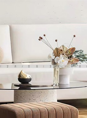 空合 新中式大理石几何p云石花器花艺 样板间样品屋展示中心酒店