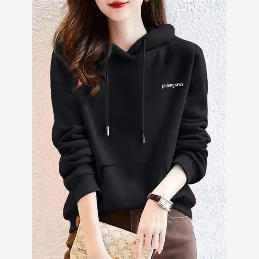 女士天鹅绒连帽运动衫宽松小大尺寸胖毫米秋冬加厚2025新热风格瘦
