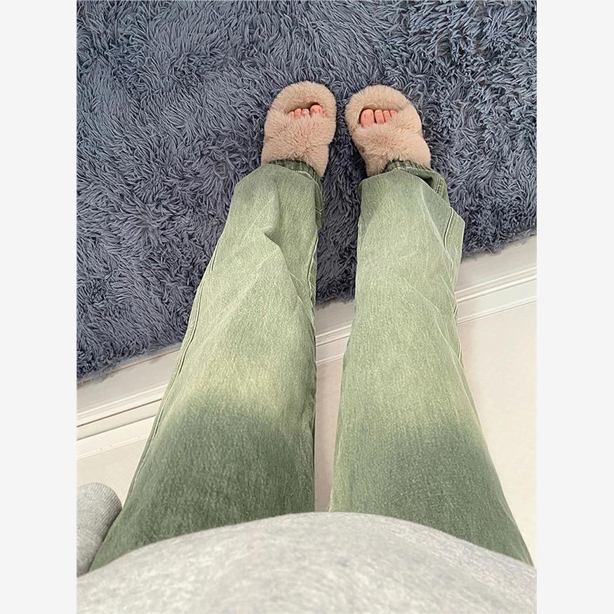 覆古绿色女士牛仔裤夏季