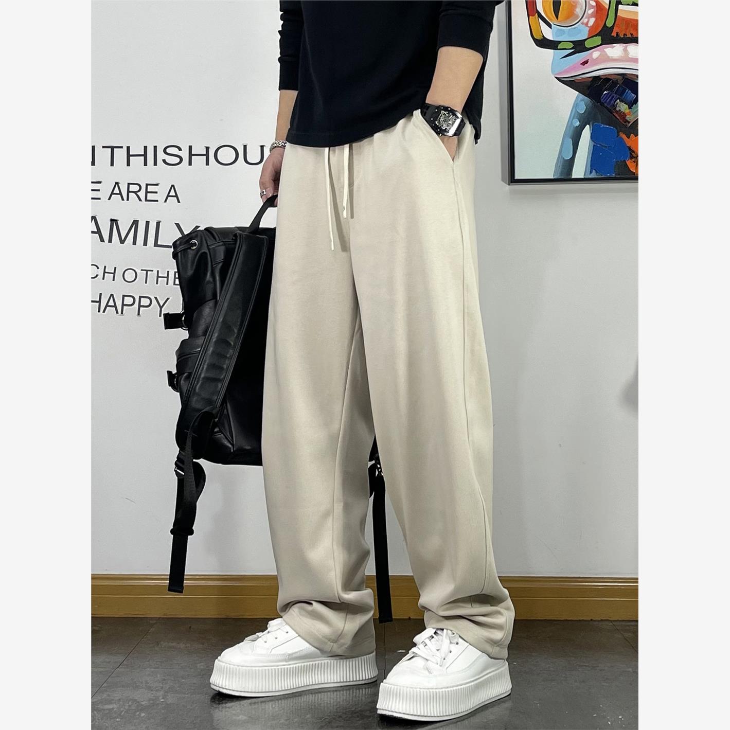 美式宽松垂感直筒裤子纯