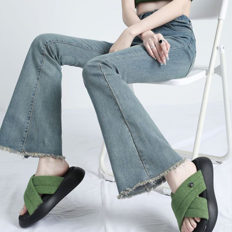 毛边微喇牛仔裤女生春夏