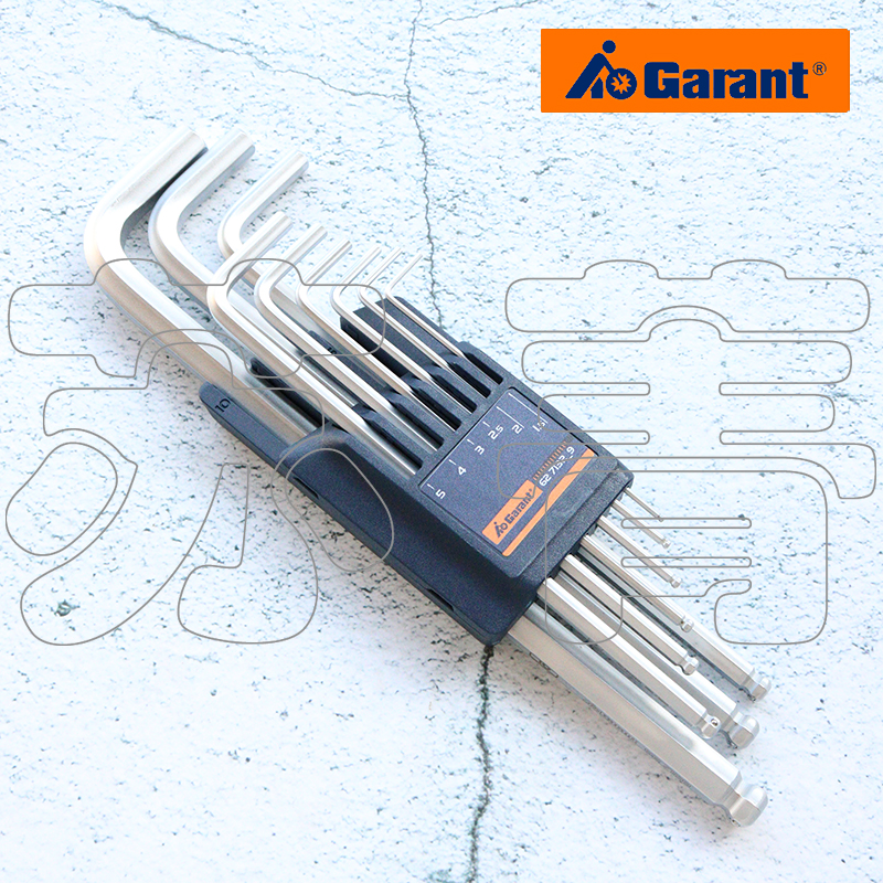 德国霍夫曼GARANT加长内六角 L形扳手组套 带定位球  镀铬 9件套