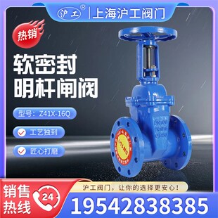 上海沪工阀门 Z41X-16Q 球墨铸铁弹性座封软密封法兰明杆闸阀