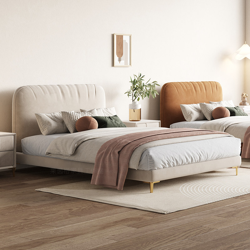 简约卧室双胞胎床拼接子母床布艺亲子二胎床1.2m男生女生单人床