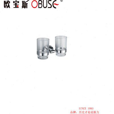 欧宝斯 洗漱杯架子 不锈钢双杯连架刷牙杯 双杯 漱口杯 刷牙杯
