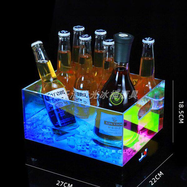 酒吧发光冰桶酒框冰粒桶亚克力香槟桶ktv冰块桶冰酒桶幻彩啤酒箱