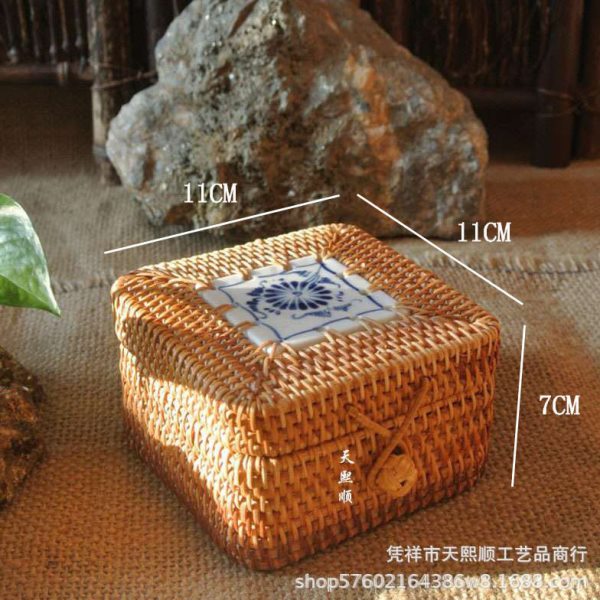 越南藤编收纳盒 迷你四方盒 小茶叶罐 首饰盒礼盒茶叶盒包装