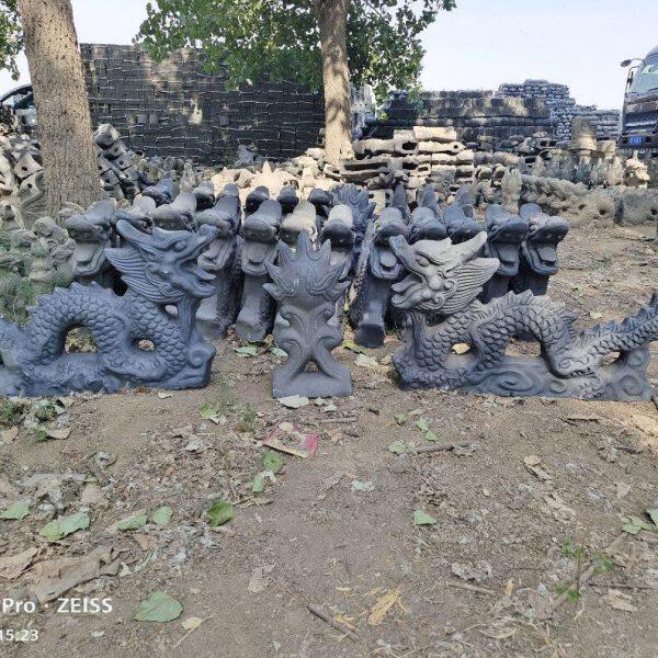仿古新款配件陶瓷龙跑兽二龙戏珠青瓦龙琉璃瓦龙双龙戏珠屋顶宝顶