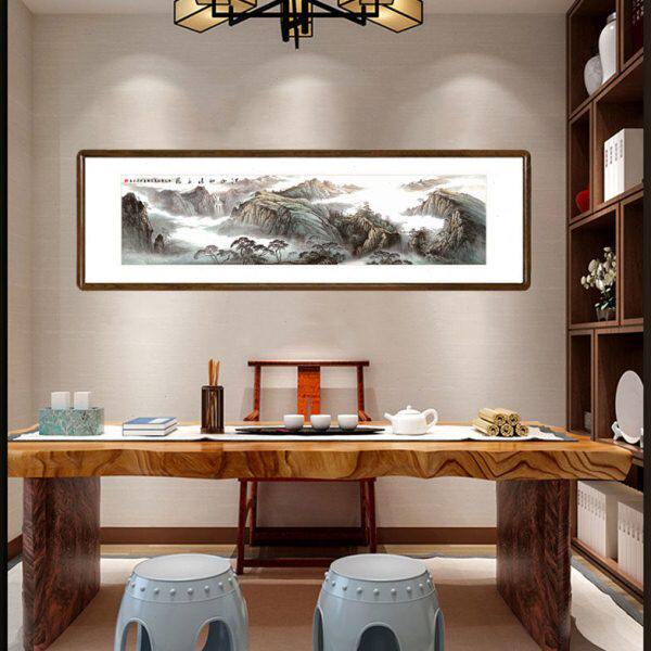 谢涛江山如此多娇国画客厅沙发背景墙装饰画办公室聚宝盆山水壁画