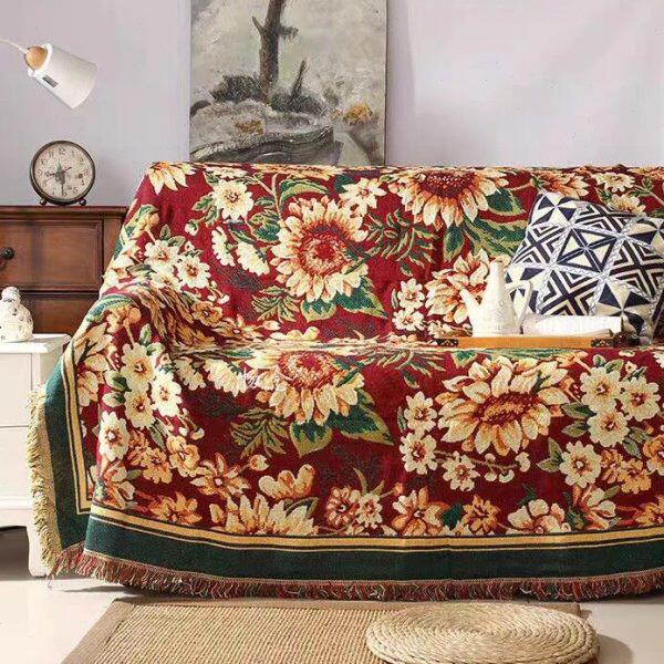 清新沙发盖毯针织沙发毯现货 时尚双面提花沙发毯线毯