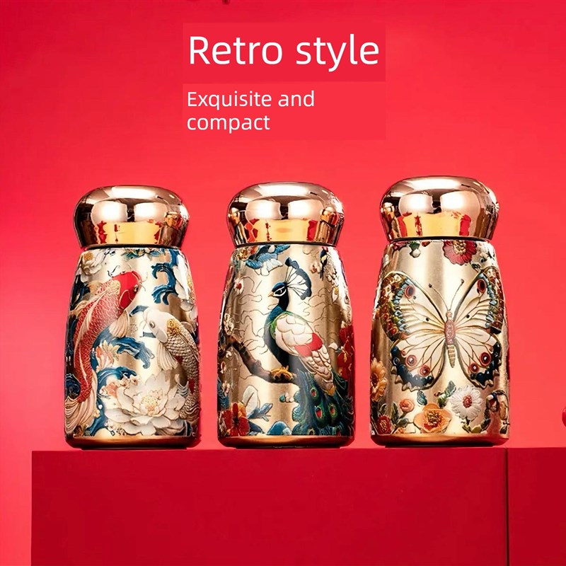 保温杯智能温控器中式锦鲤水杯w手提创意316衬垫保温保冰