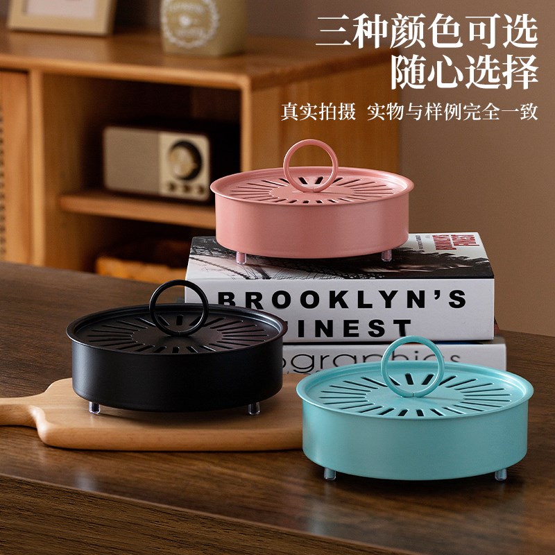 防火蚊香盒不锈钢蚊香盘托带盖除蚊盒创意接N灰蚊香支架檀香蚊香