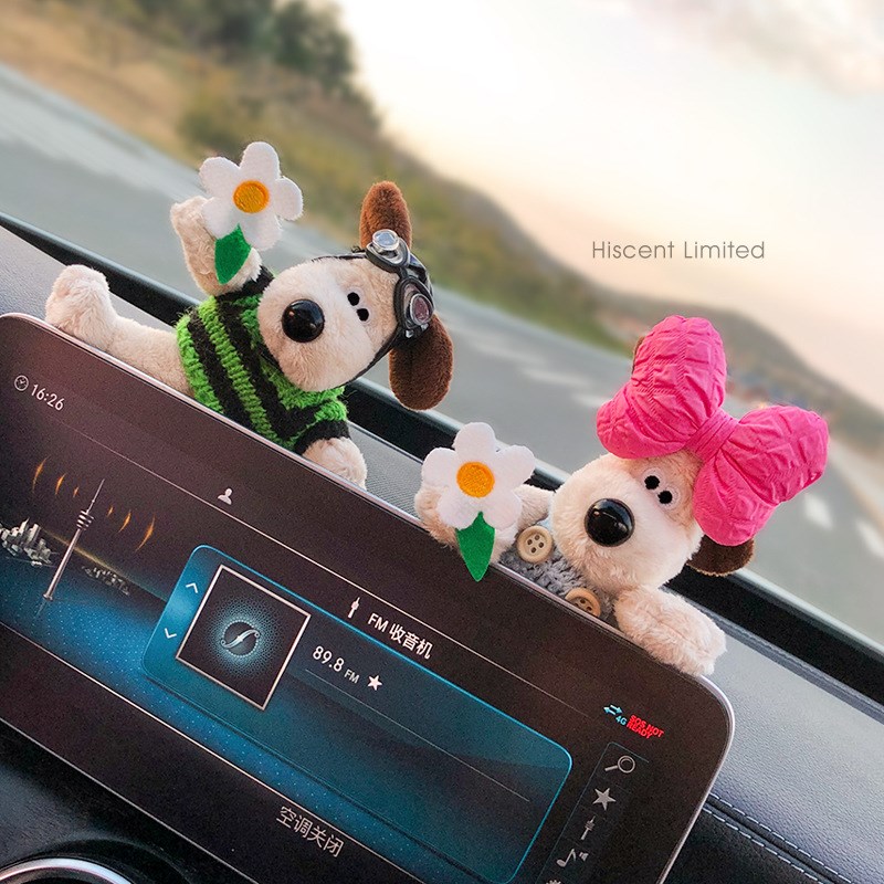 车载装饰品摆件可爱飞行员狗车z内中控屏幕趴趴玩偶公仔汽车装饰