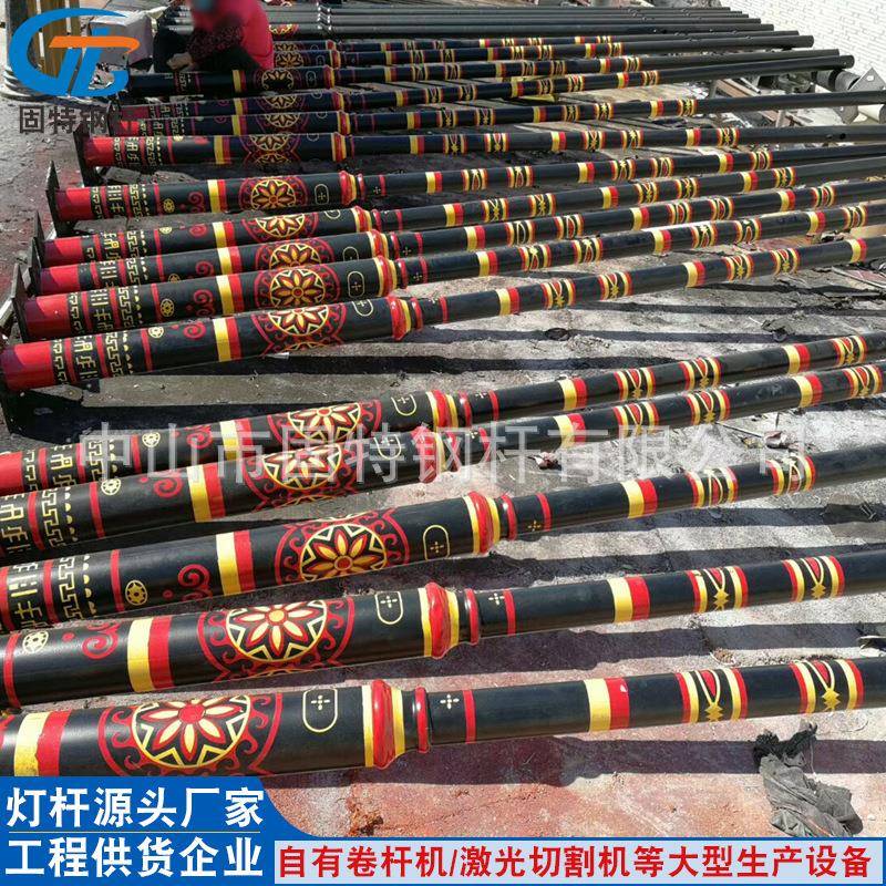 源头厂家太阳能少数民族灯杆供应114转76民族图腾6米路灯杆