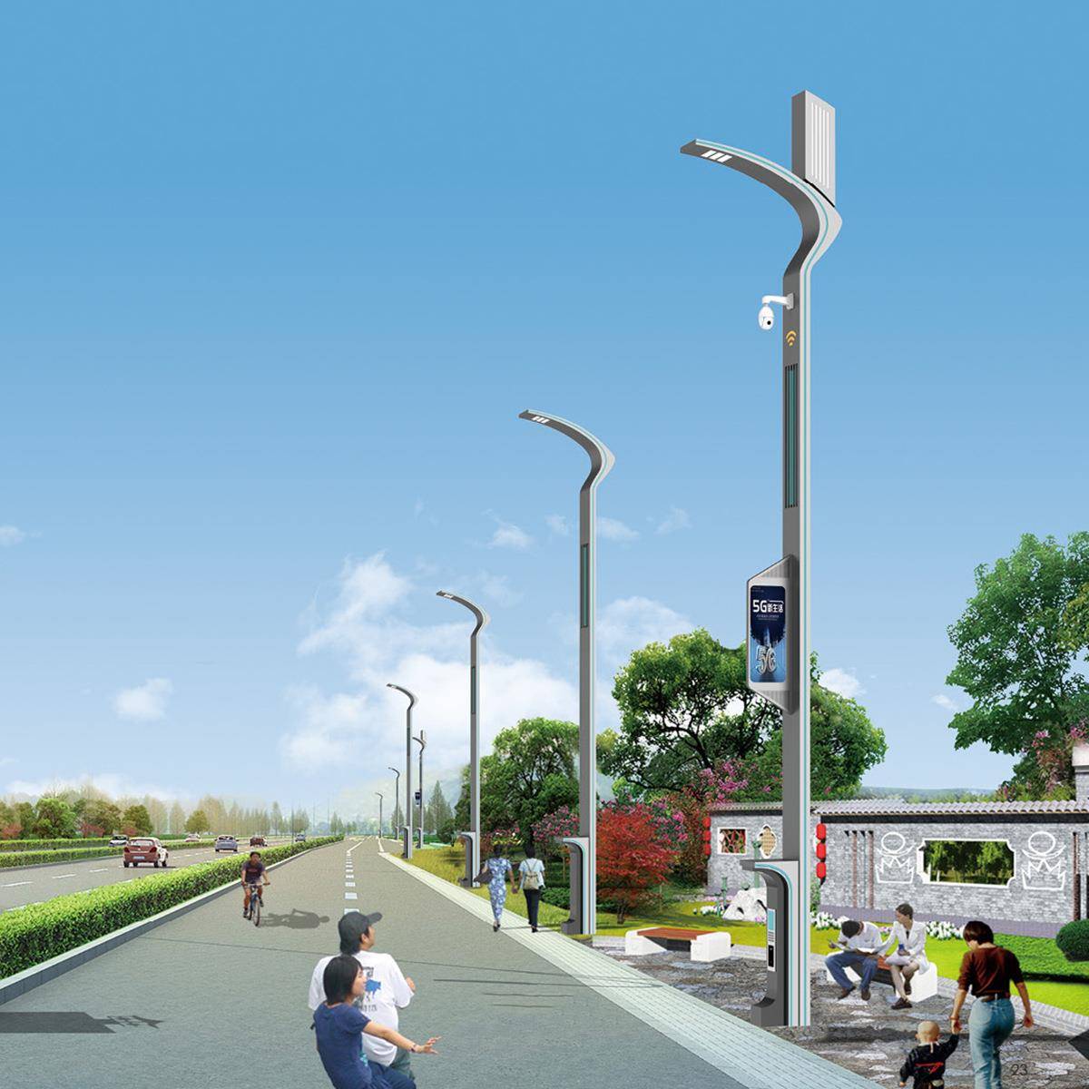 厂家直供物联网智慧路灯多功能合杆城市道路工程LED屏幕照明灯杆