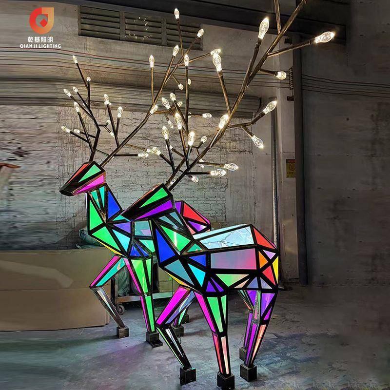 大型不锈钢造型景观灯定制LED景观灯艺术造型景观灯动物梅花鹿