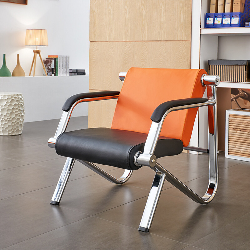 苏美特办公沙发茶几组合现代简约钢架沙发接待沙发商务沙发橙黑色