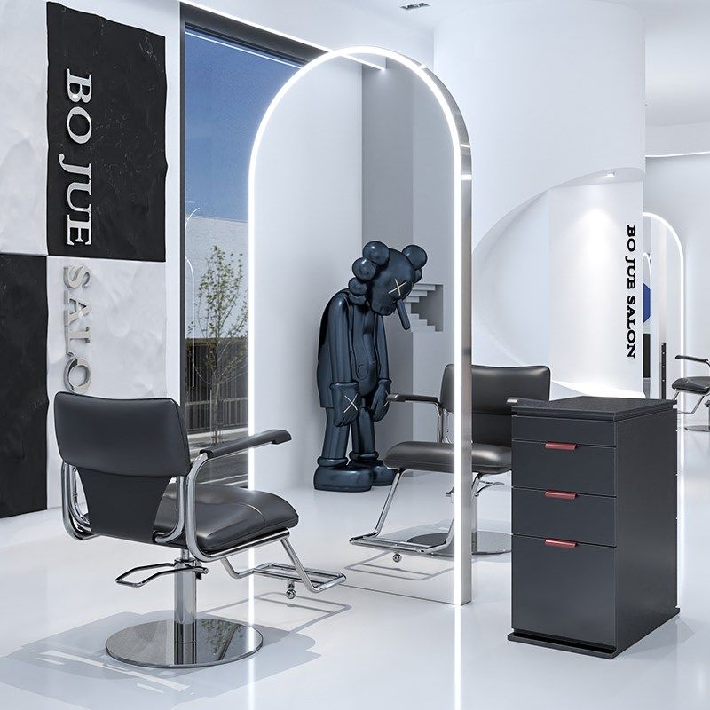 高端美发店单双面镜子理发店镜台发廊专用带灯落地镜可挂墙剪发镜