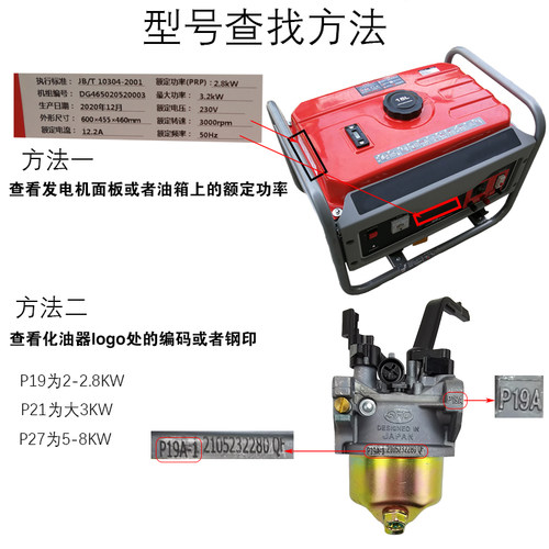 汽油发电机配件2KW 2.8KW3KW化油器华益化油器送垫片