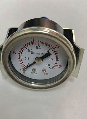 直径40mm 轴向带支架压力表 压力0-0.6mpa 80psi 气管快插接头6mm